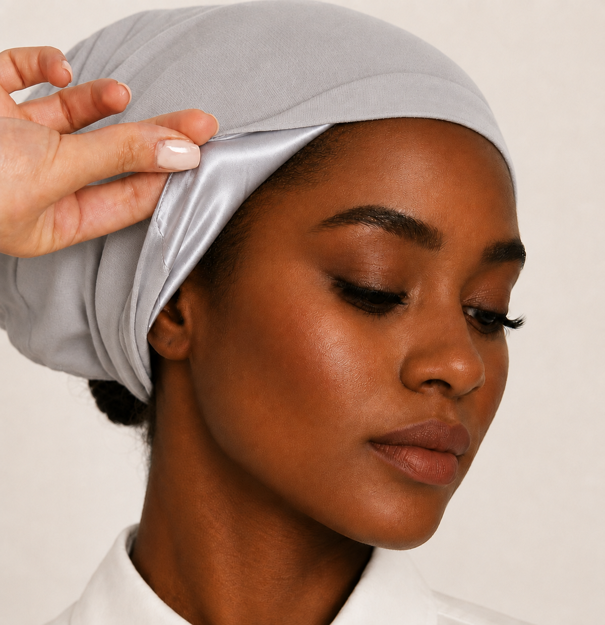 Premium Satin-Lined Hijab Underscarf Pearl Gray