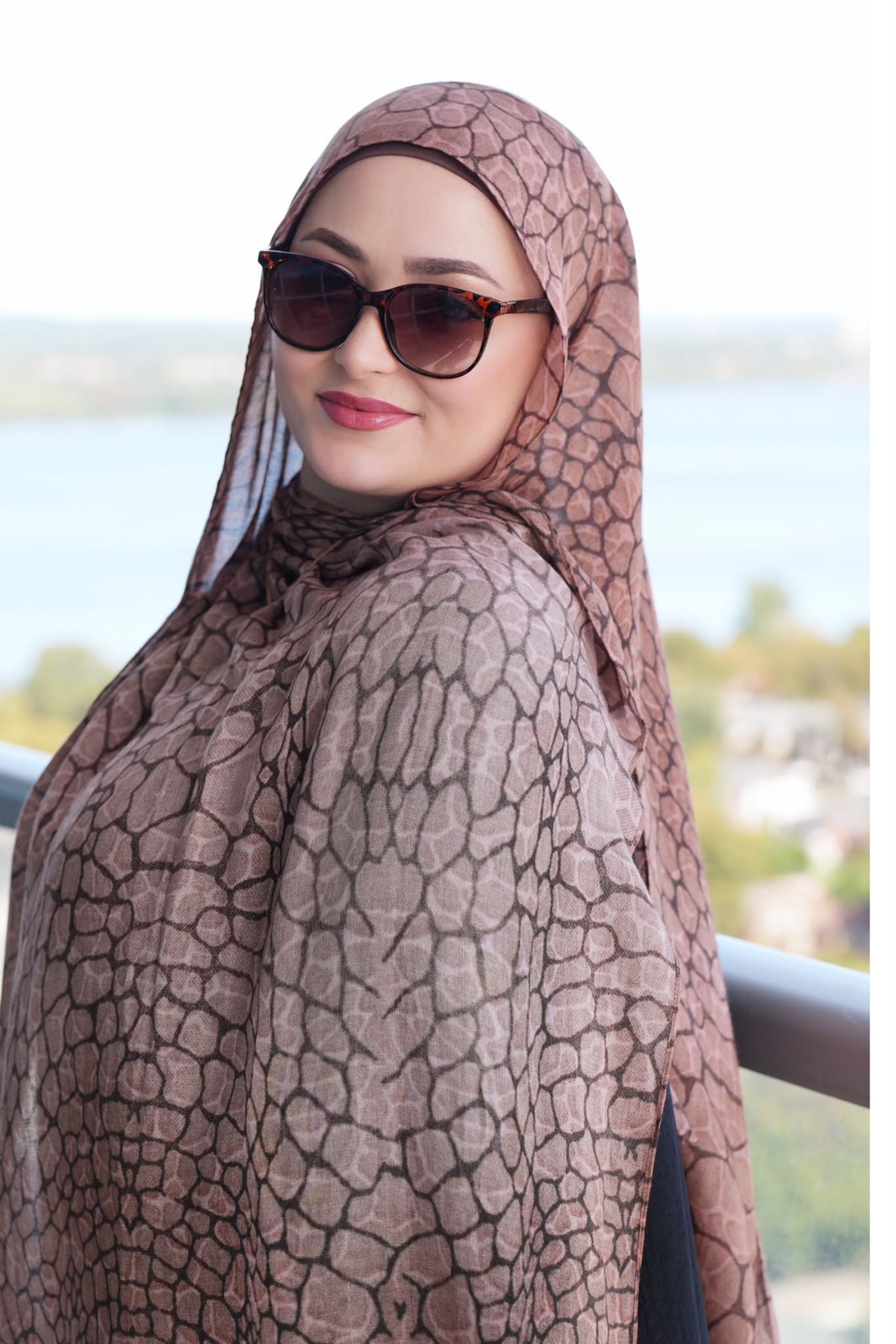 Modal Printed Dusty Rose Giraffe Print
