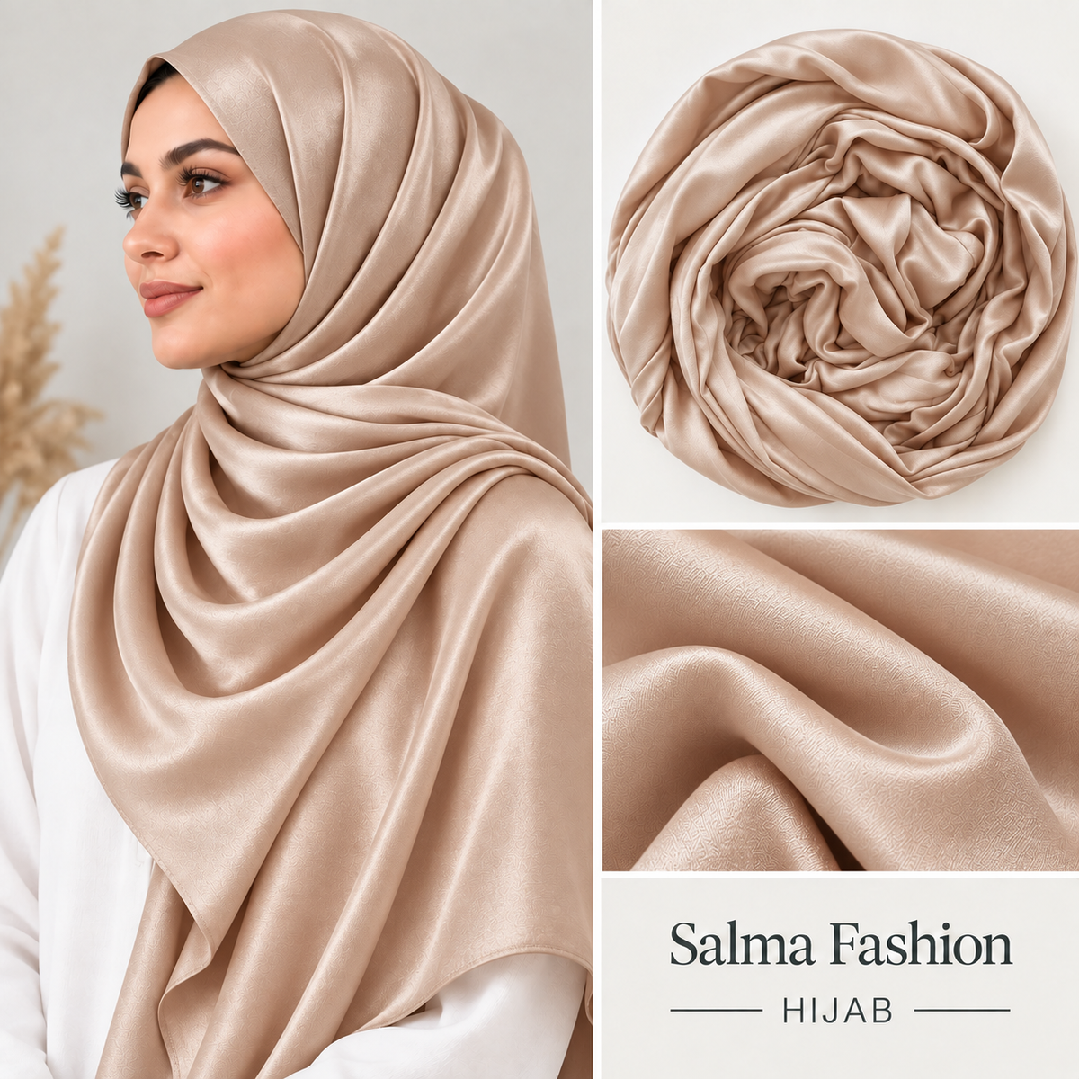 Satin Hijab Champagne Beige