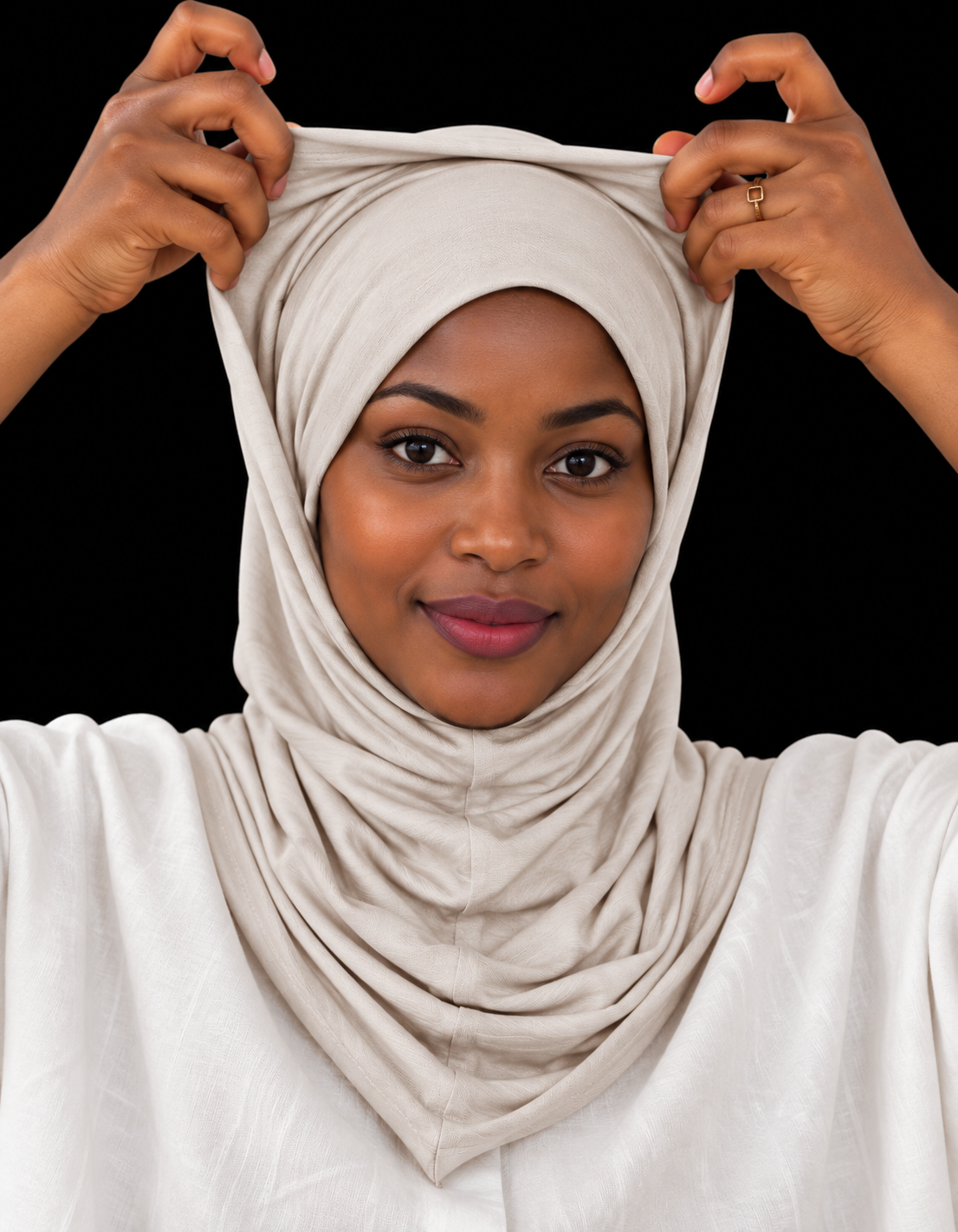Two-Piece Instant Jersey Hijab – Cream White.