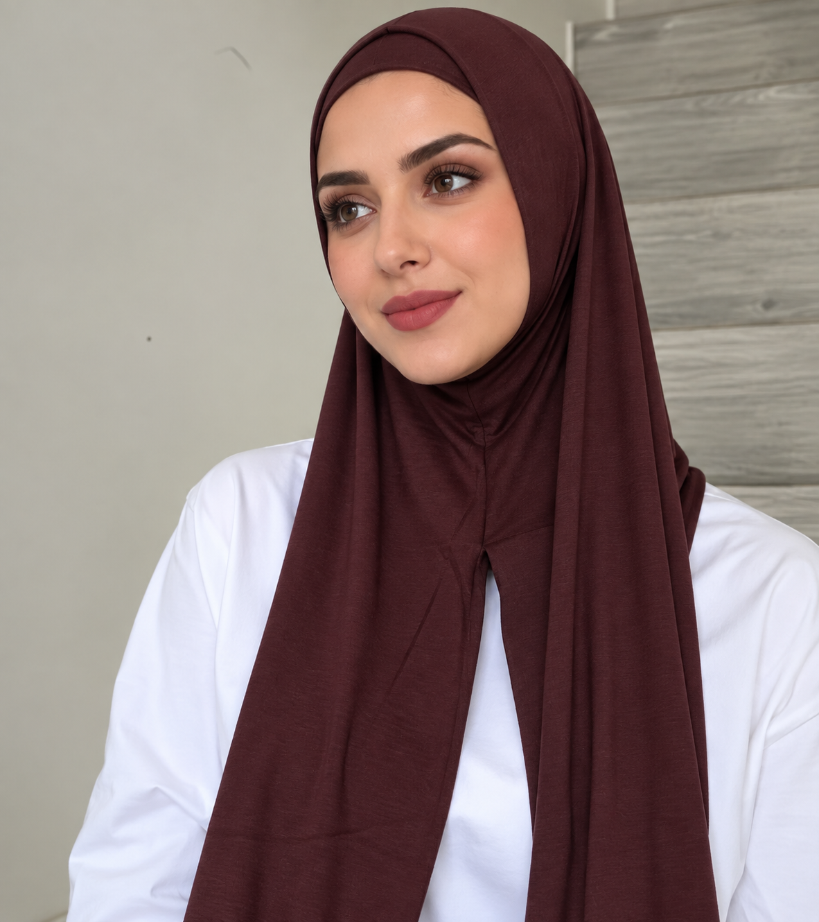 Jersey Instant Hijab Dark Burgundy