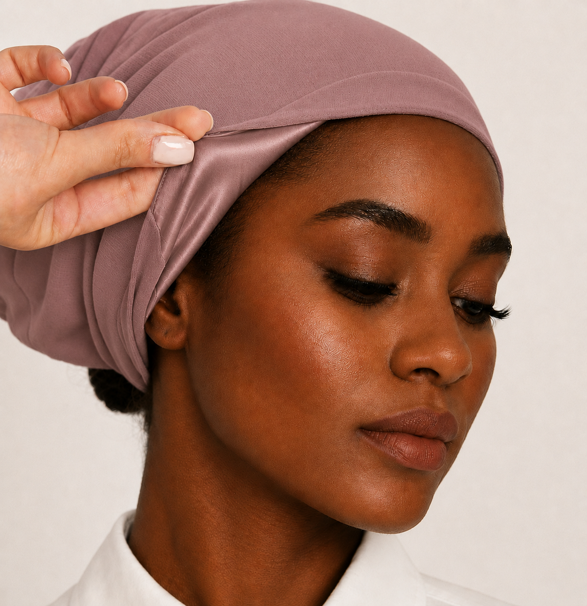 Premium Satin-Lined Hijab Underscarf Dusty Rose