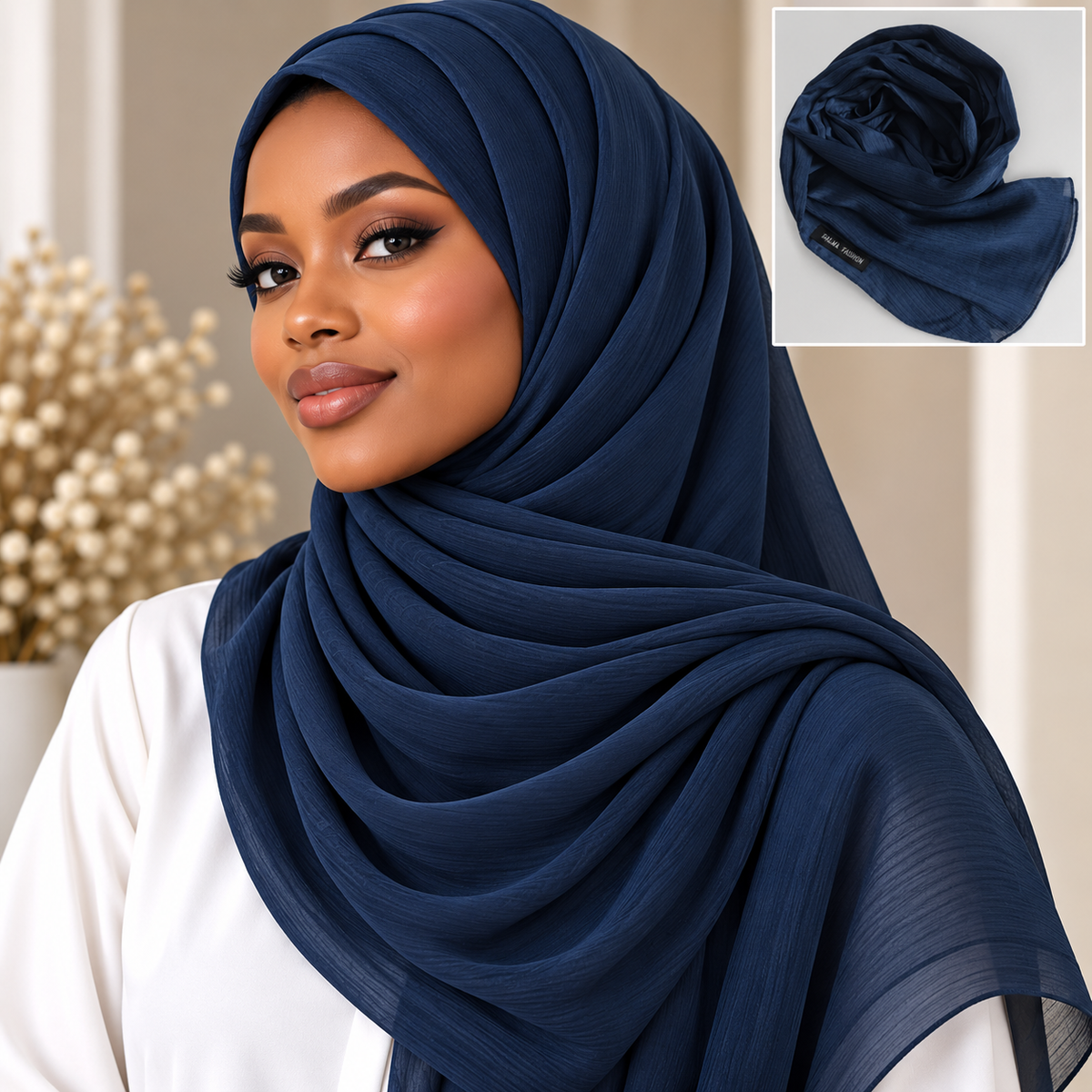 Satin Hijab Midnight Navy
