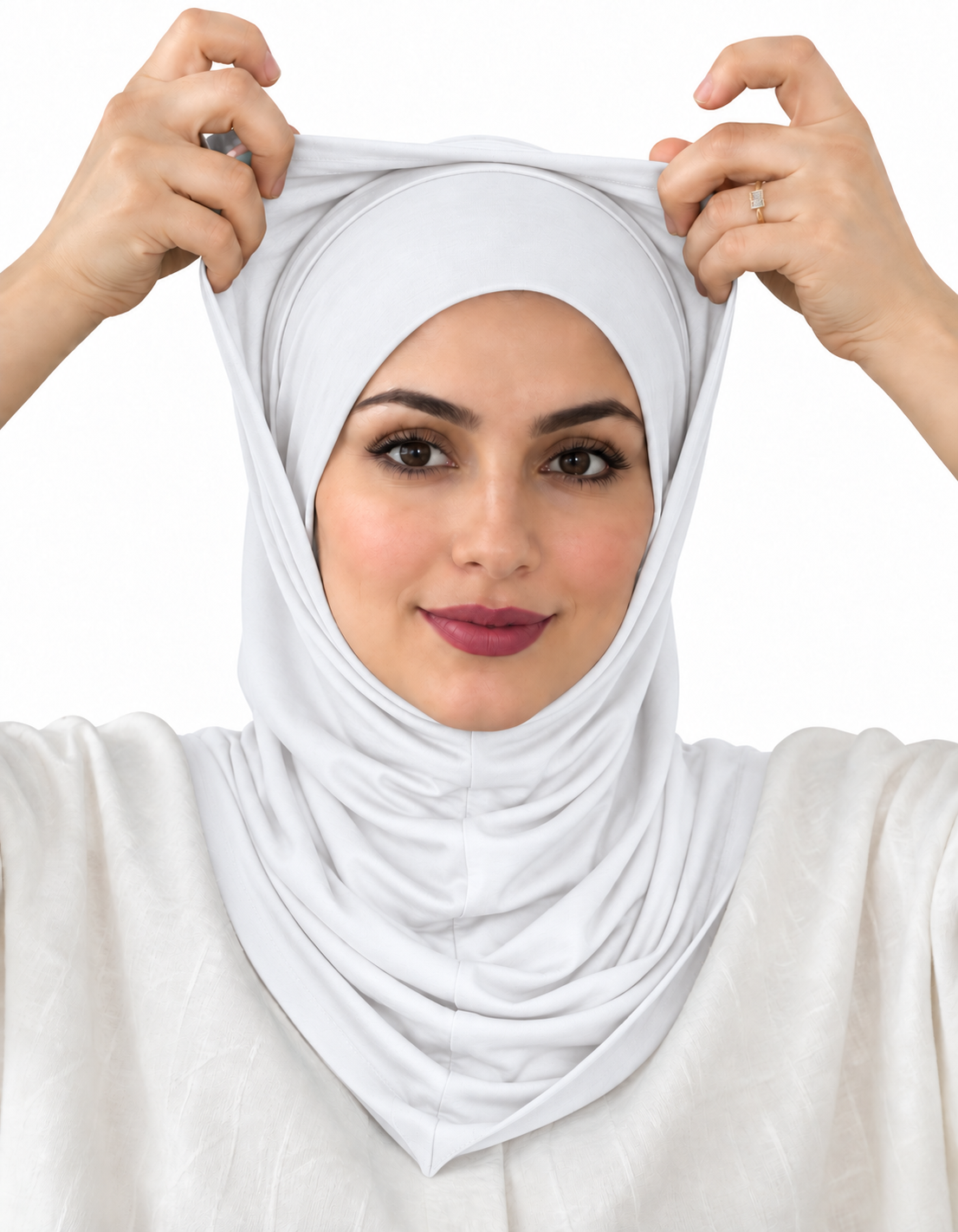 Two-Piece Instant Jersey Hijab –  white