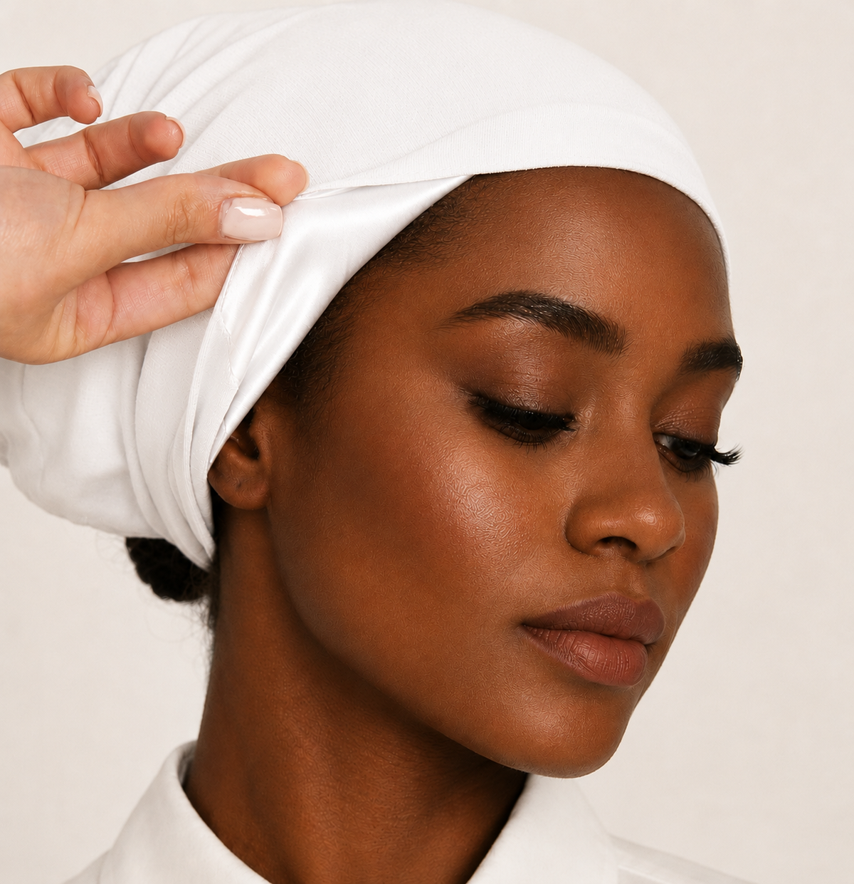 Premium Satin-Lined Hijab Underscarf  white