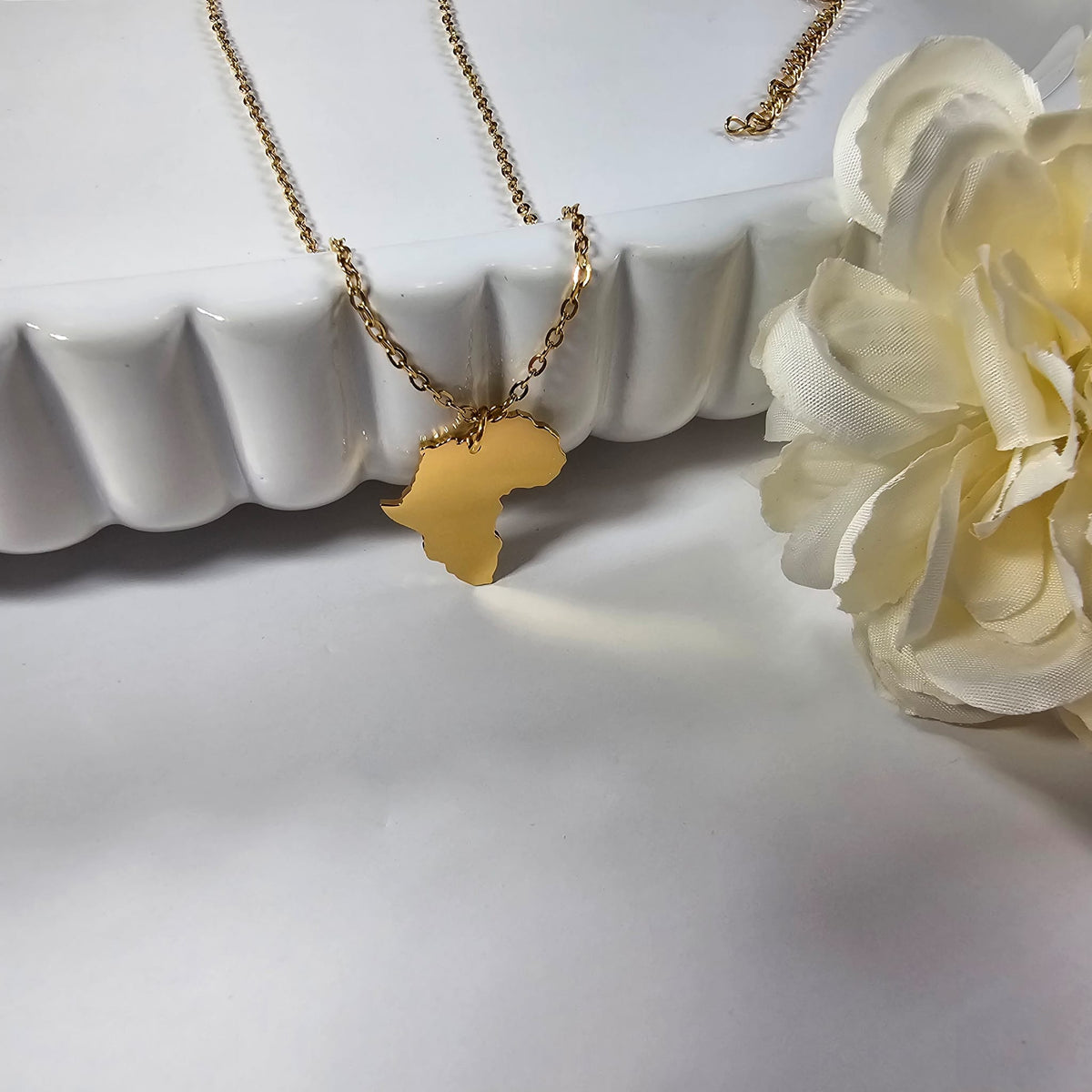 Africa Map Necklace  Gold Women