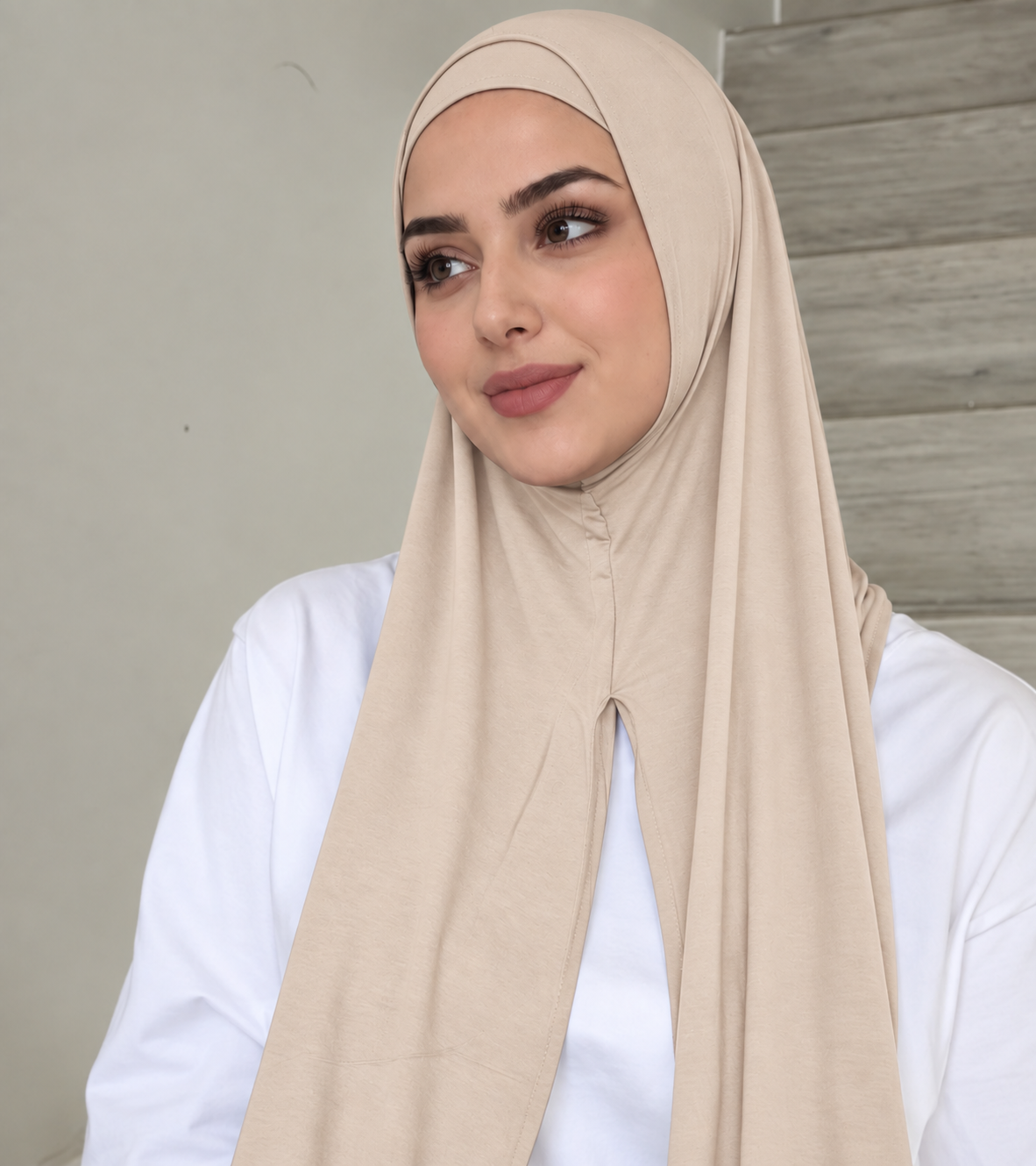 Jersey Instant Hijab  Blush Beige