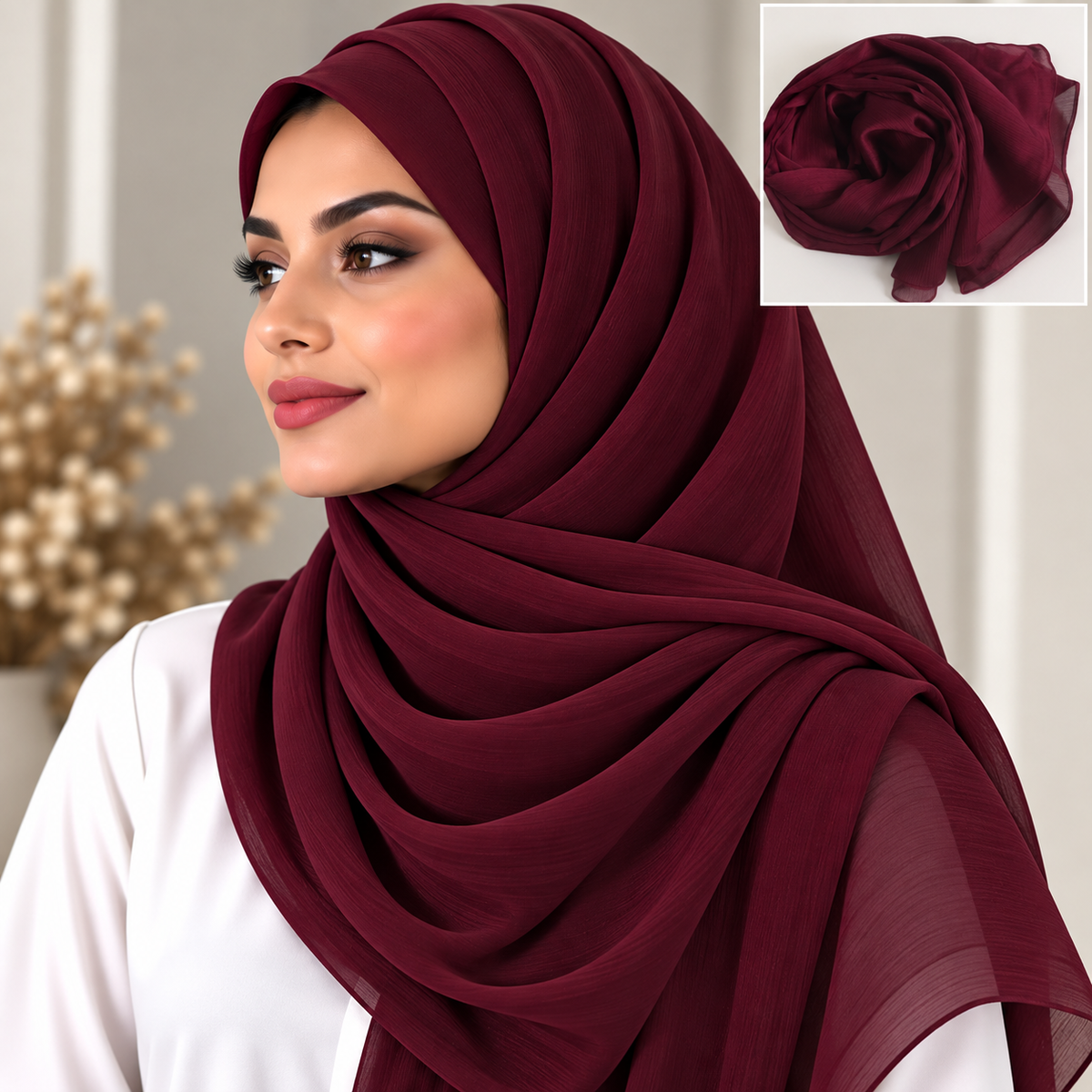 Satin Hijab Burgundy
