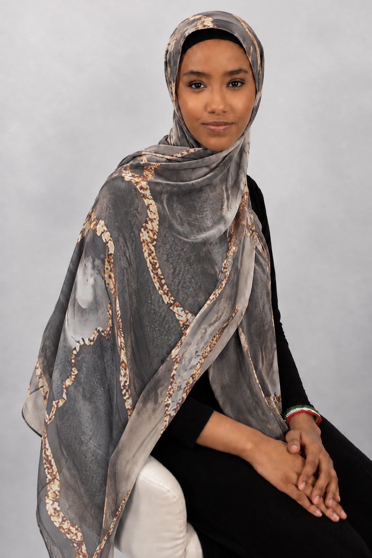 Modal Printed  Charcoal Gold Marble