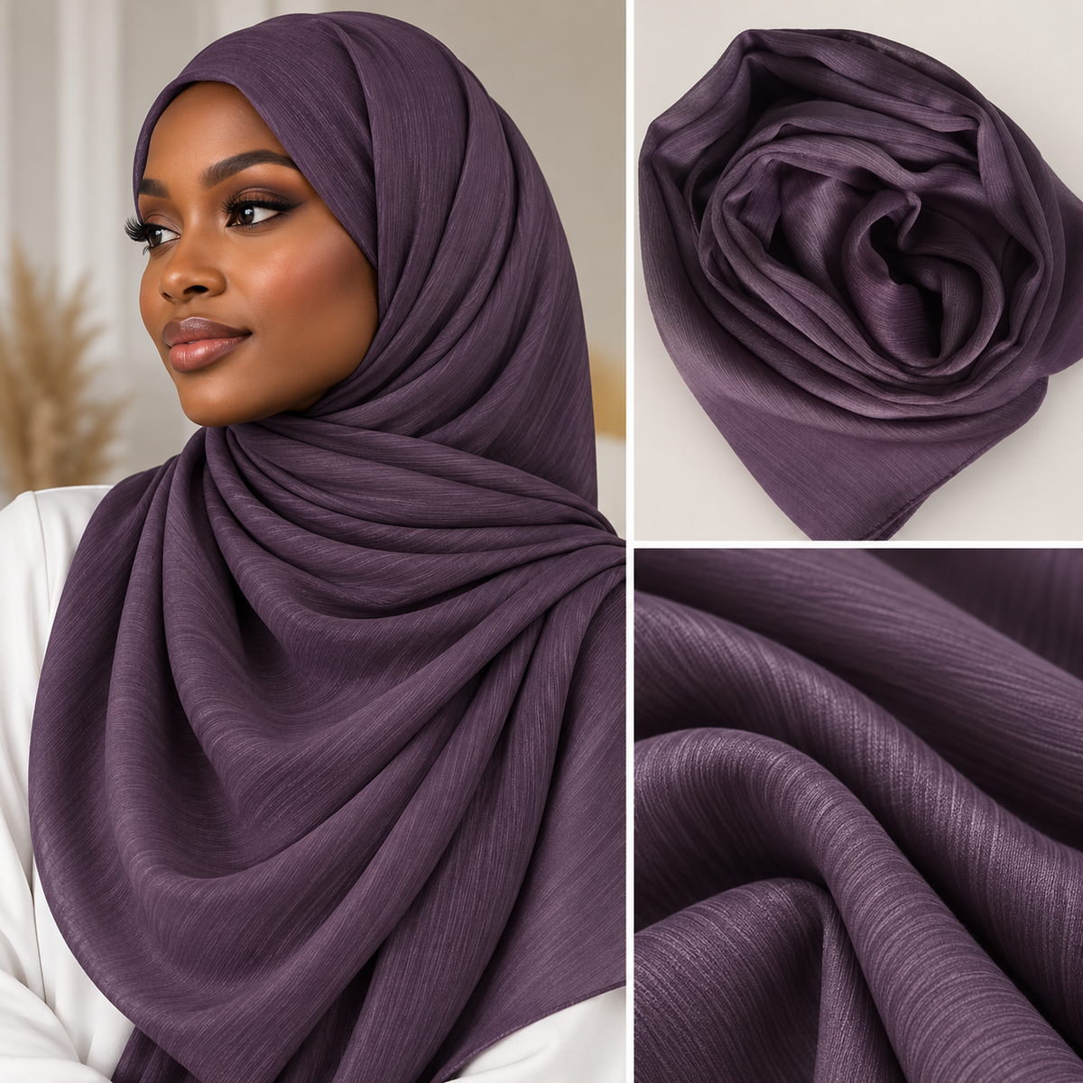 Satin Hijab Deep Plum
