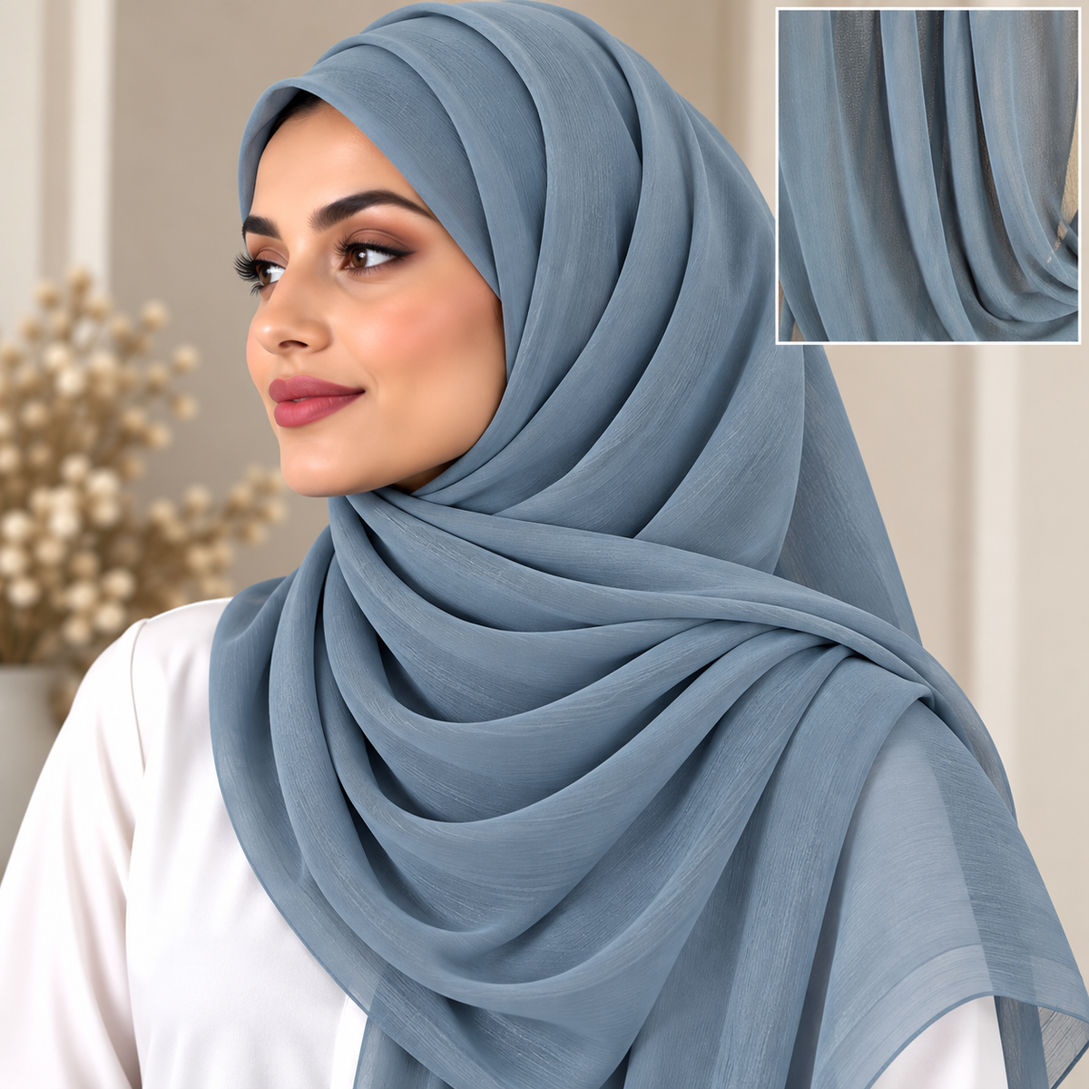 Crinkle Chiffon   Dusty Blue