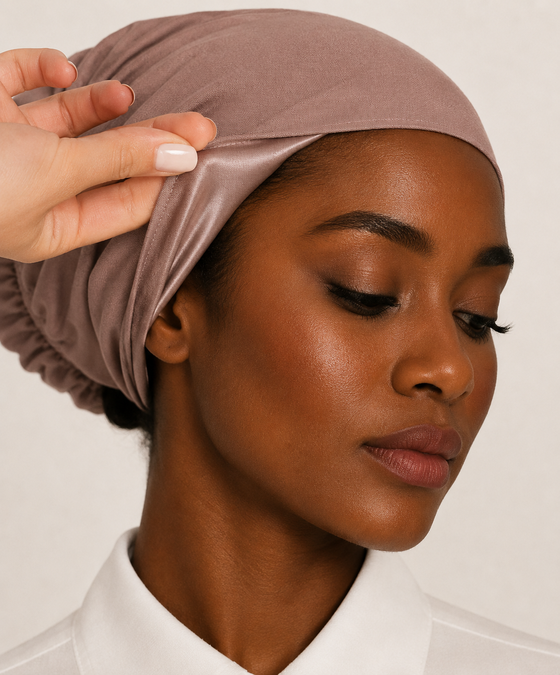 Premium Satin-Lined Hijab Underscarf Dusty Mauve