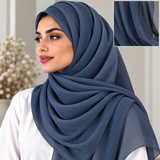 Crinkle Chiffon Dusty Navy Blue 14