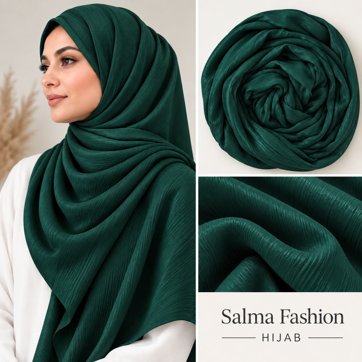 Satin Hijab Emerald Green