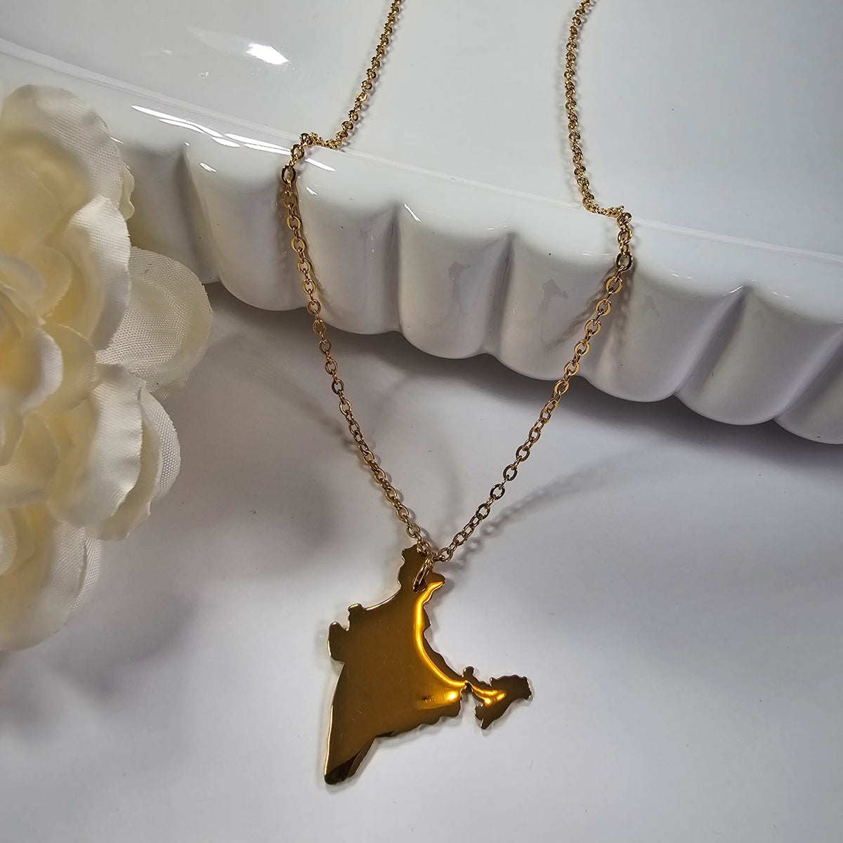 India Map Necklace  Gold Women