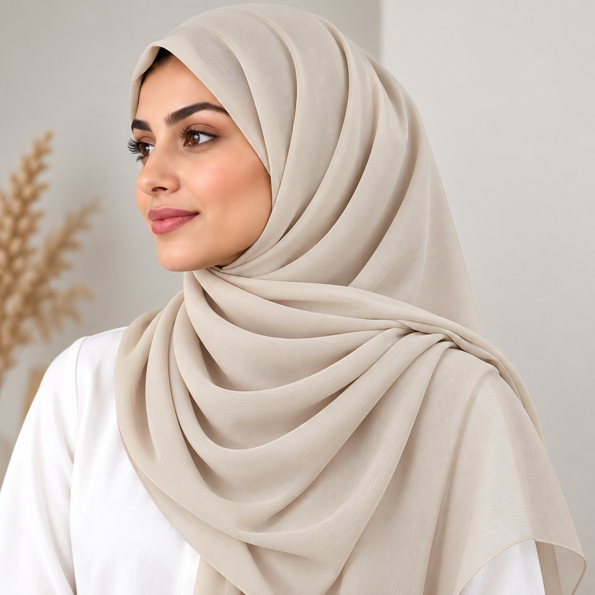 Crinkle Chiffon  Ivory Beige
