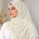 Crinkle Chiffon Ivory White 2