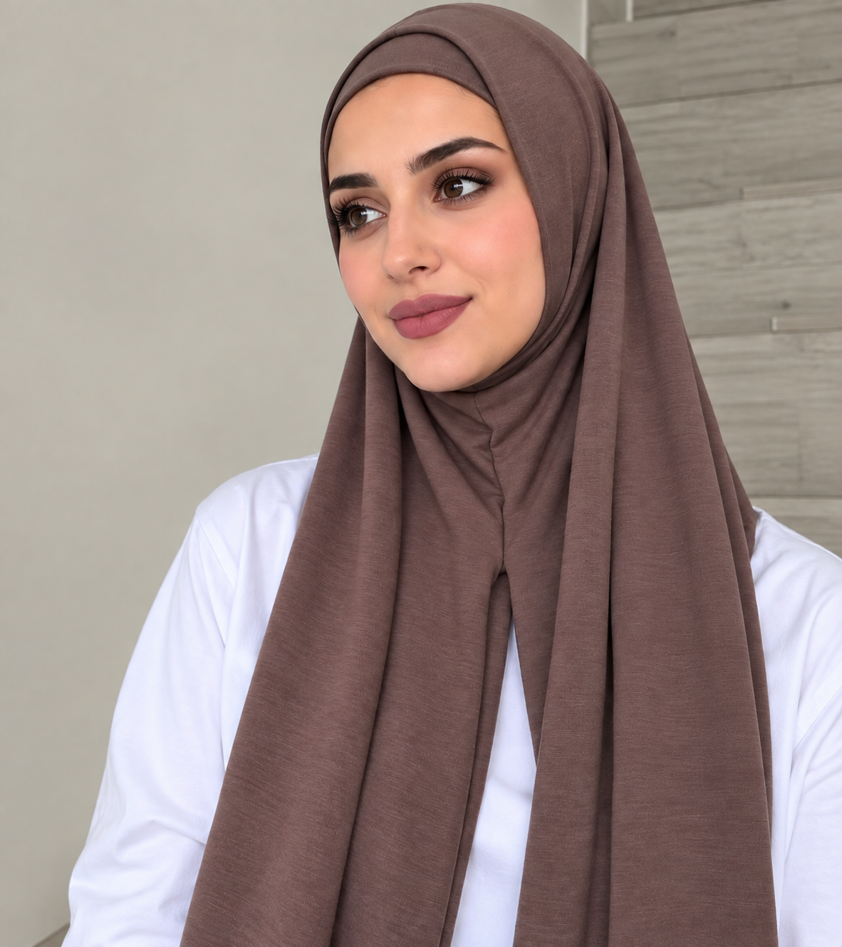 Jersey Instant Hijab  Mocha Brown