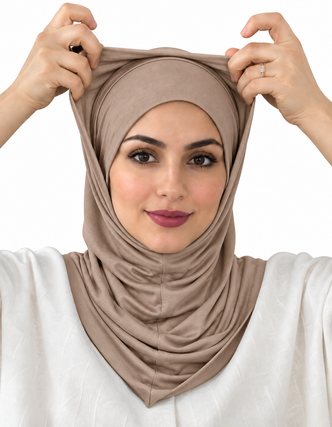 Two-Piece Instant Jersey Hijab – Mocha Brown