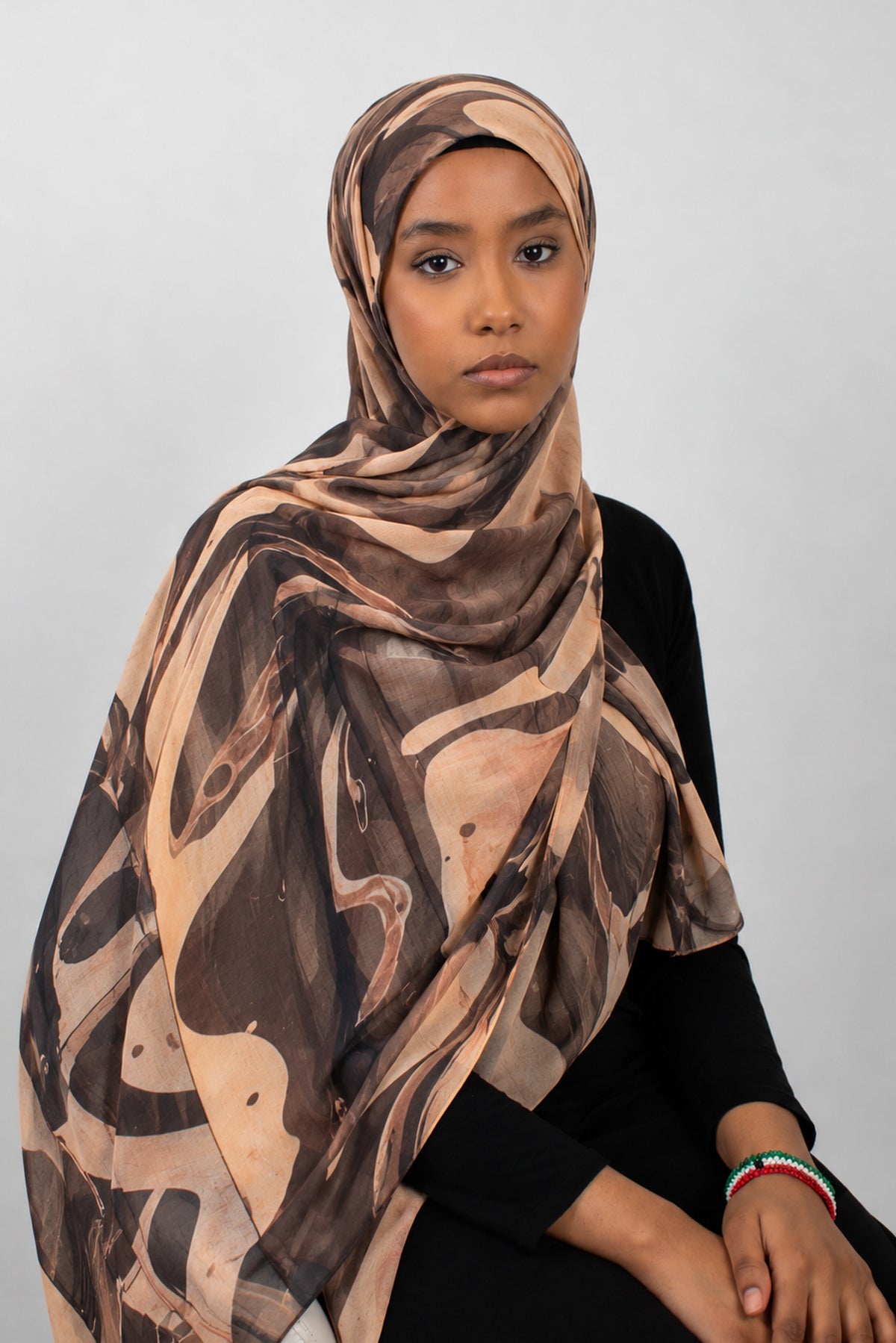 Modal Printed  Mocha Caramel Marble