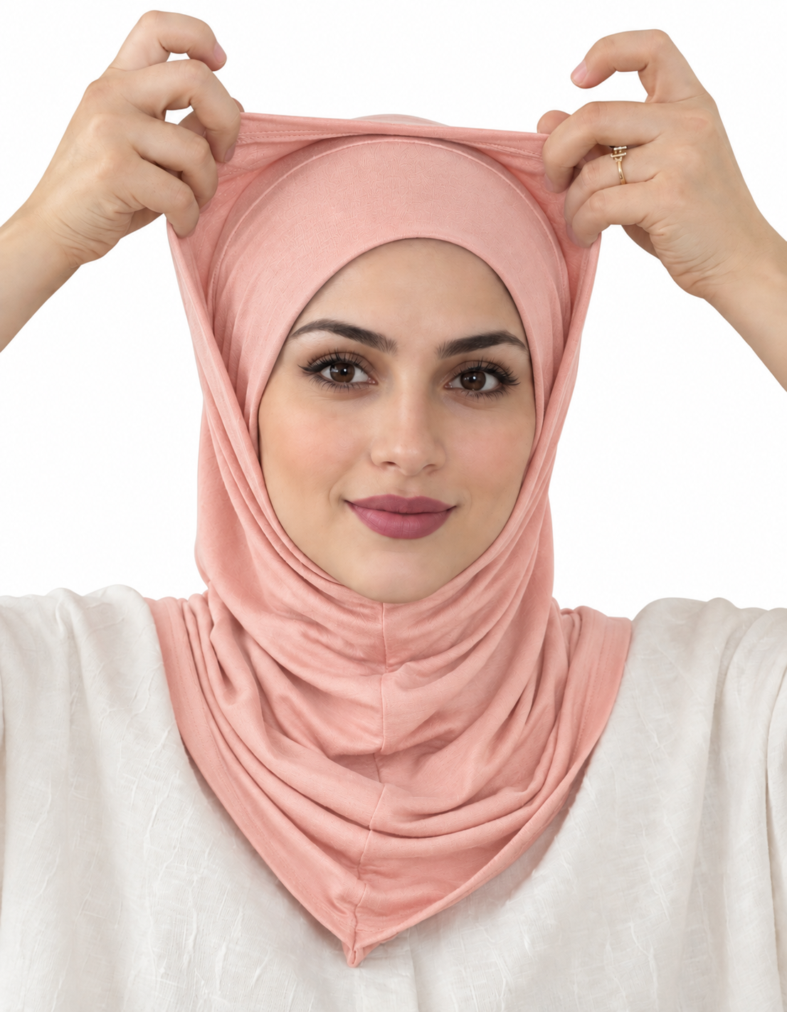 Two-Piece Instant Jersey Hijab –  Powder Pink