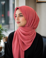 Premium Chiffon Hijab – Coral Pink 80