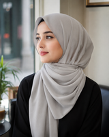 Premium Chiffon Hijab –Light Grey 79
