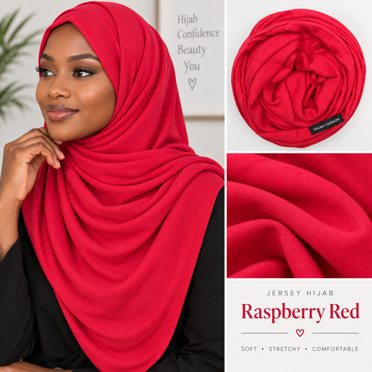 JERSEY HIJAB Raspberry Red