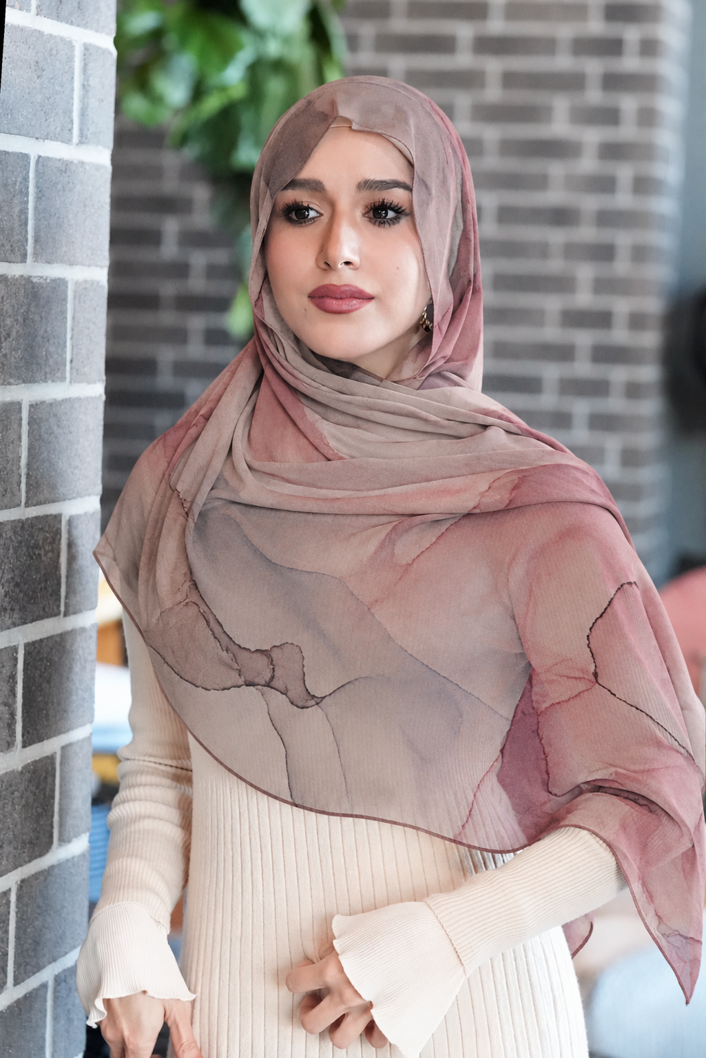Modal Printed Marbre Rose Poudré
