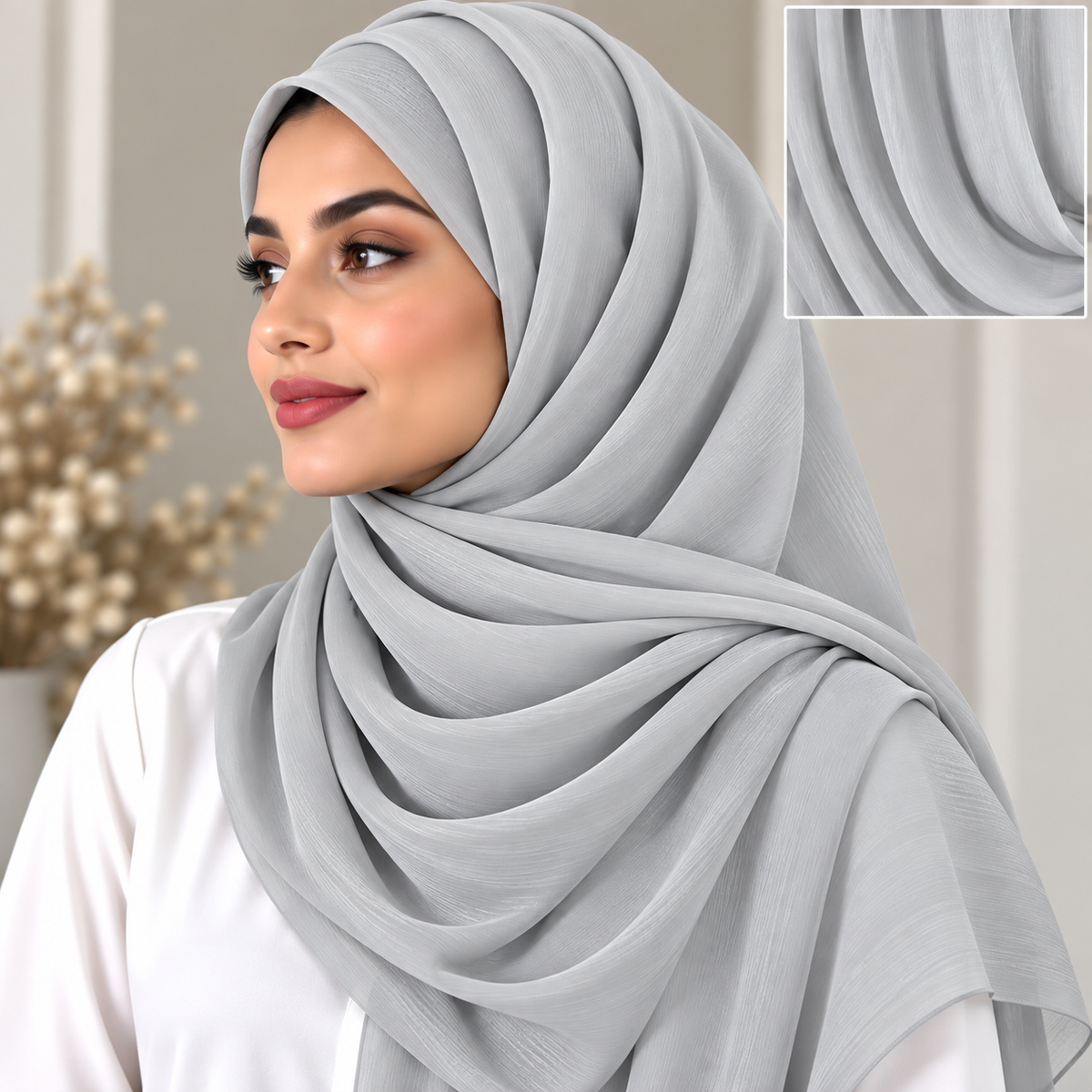Crinkle Chiffon Silver Gray
