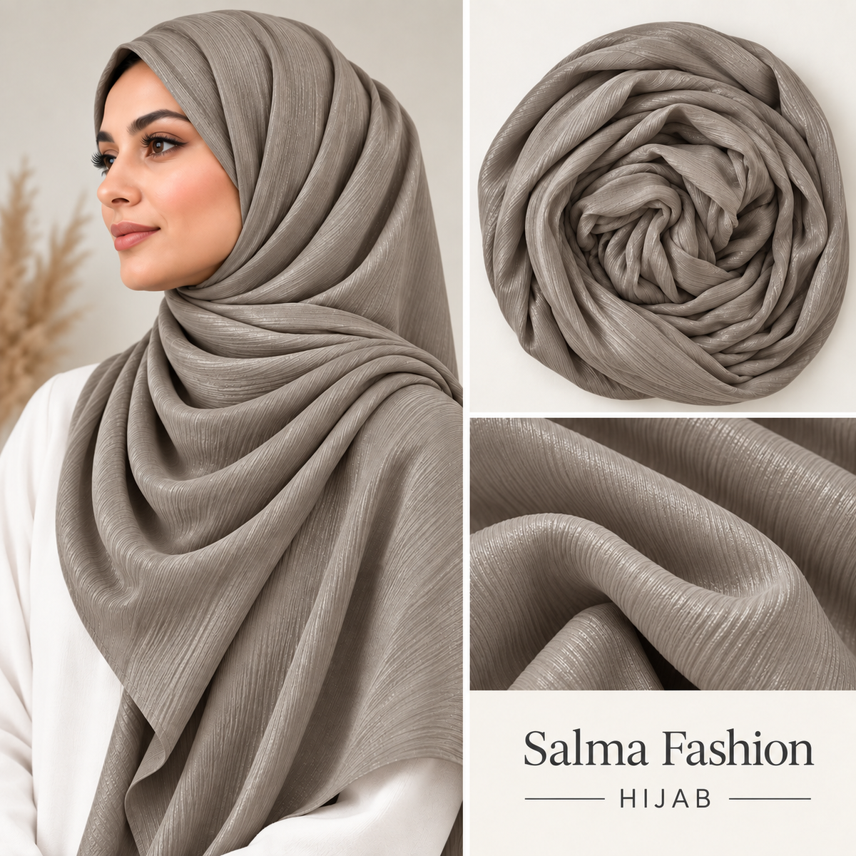 Satin Hijab Stone Taupe