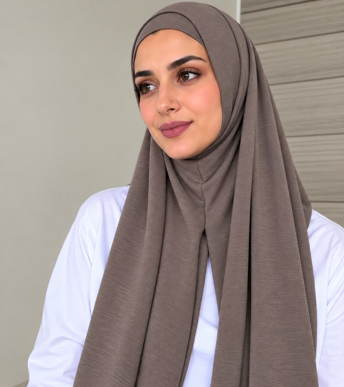 Jersey Instant Hijab Taupe Brown