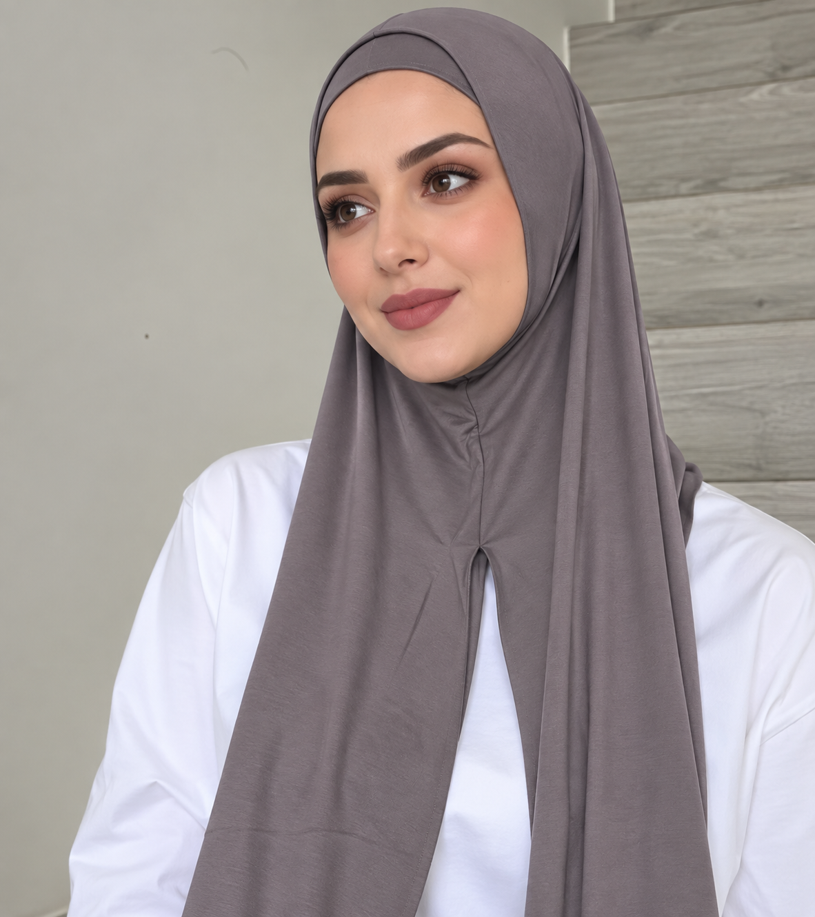 Jersey Instant Hijab Taupe Gray