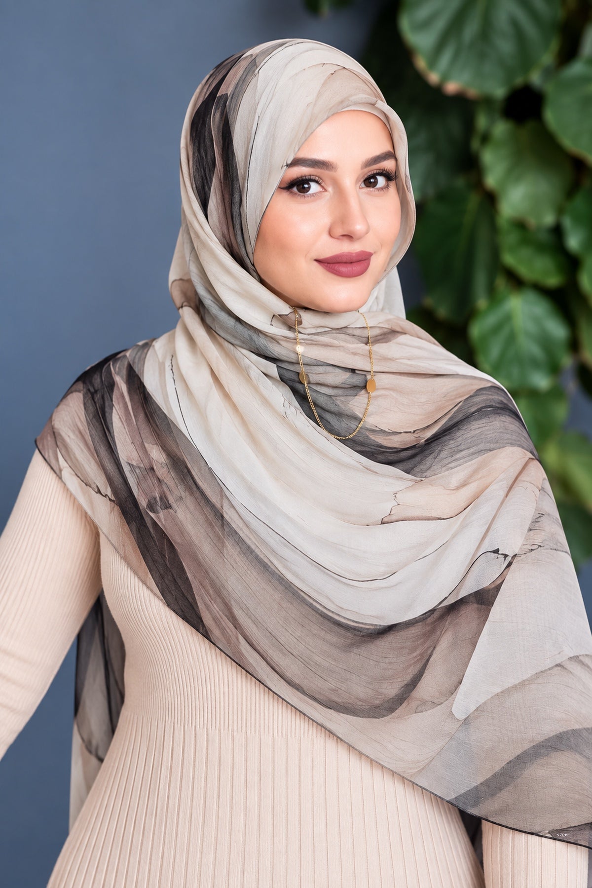 Modal Printed Taupe Marble