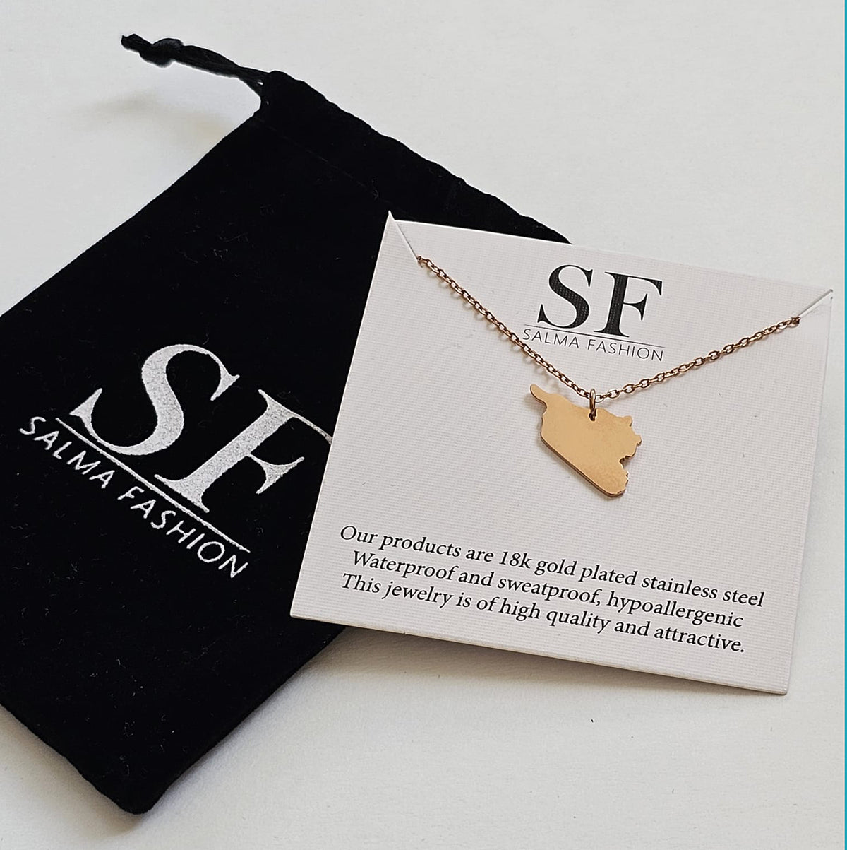 Syria Map Necklace silver Women Men