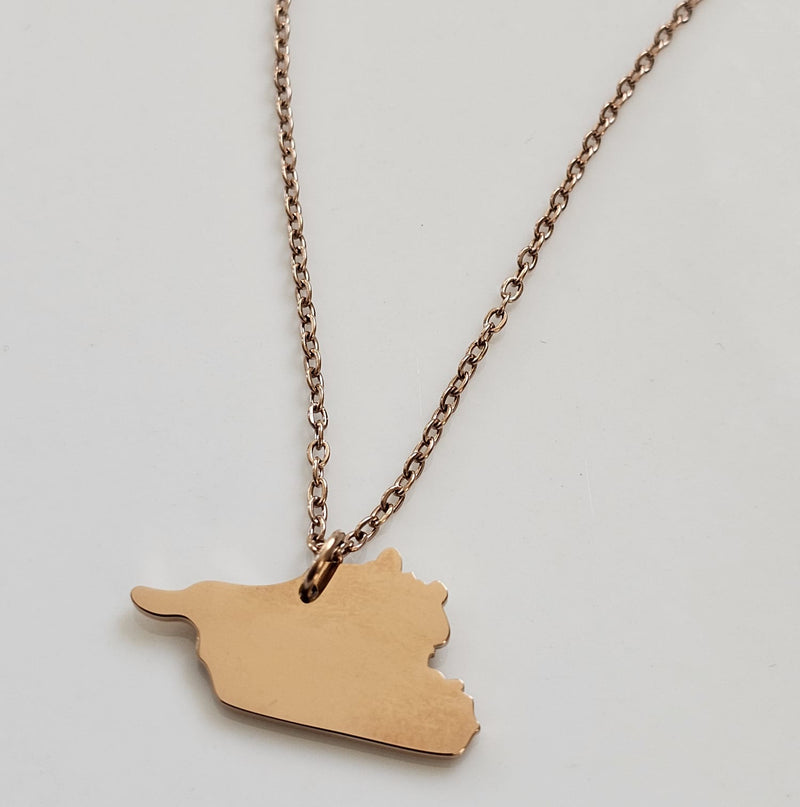Syria Map Necklace  Gold Women
