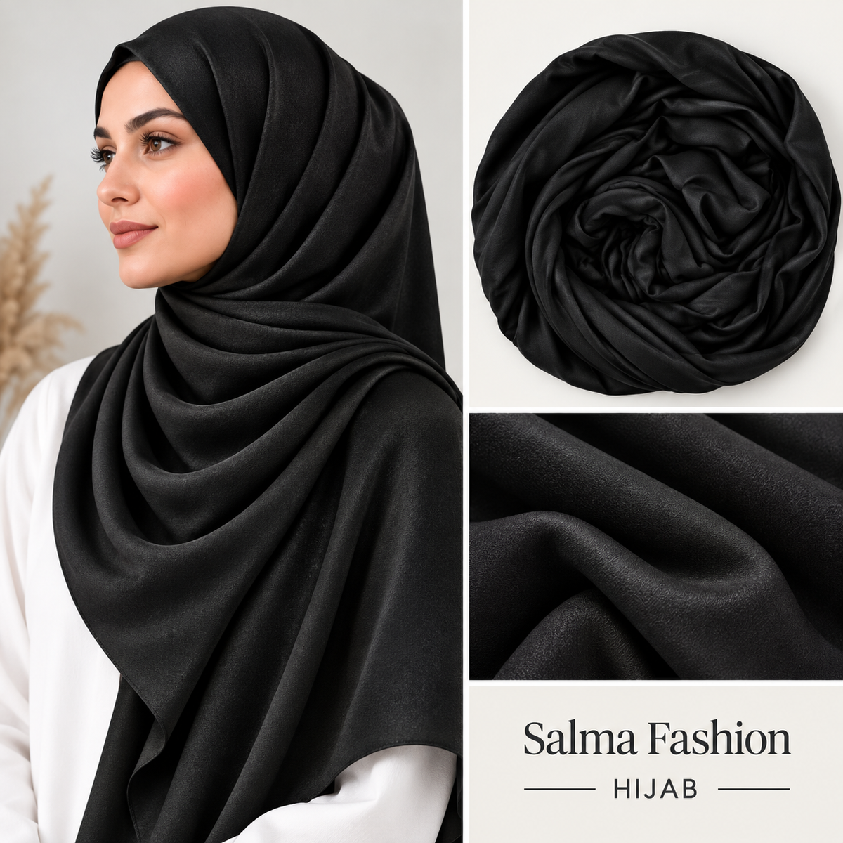 Satin Hijab Black