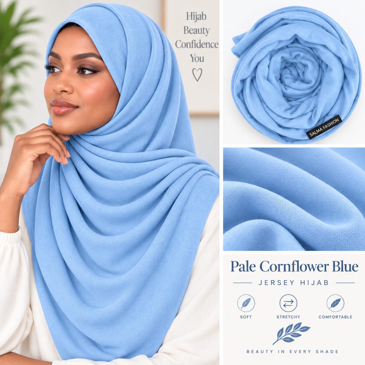 JERSEY HIJAB  pale cornflower bleu