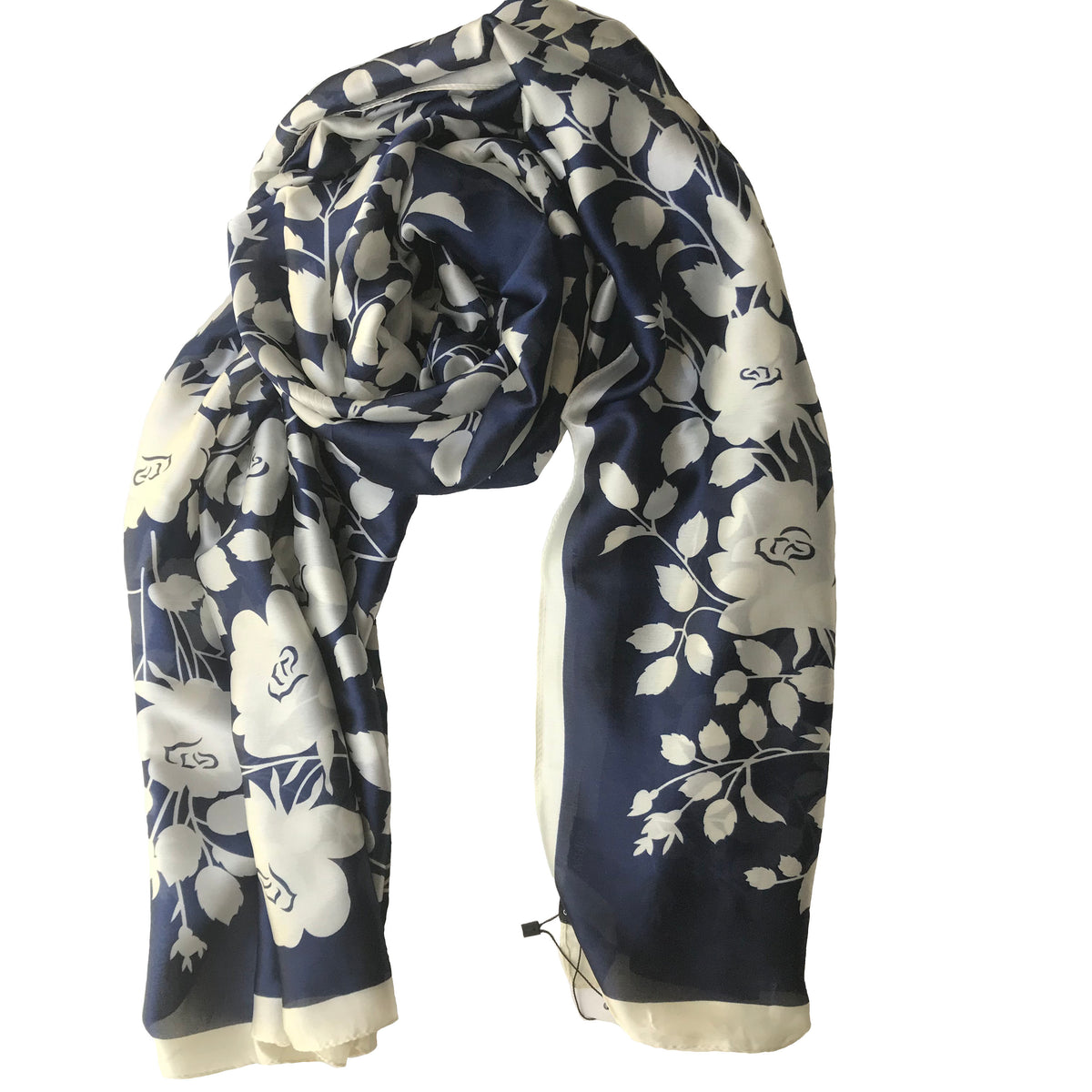 SILK HIJAB  Floral  Blue