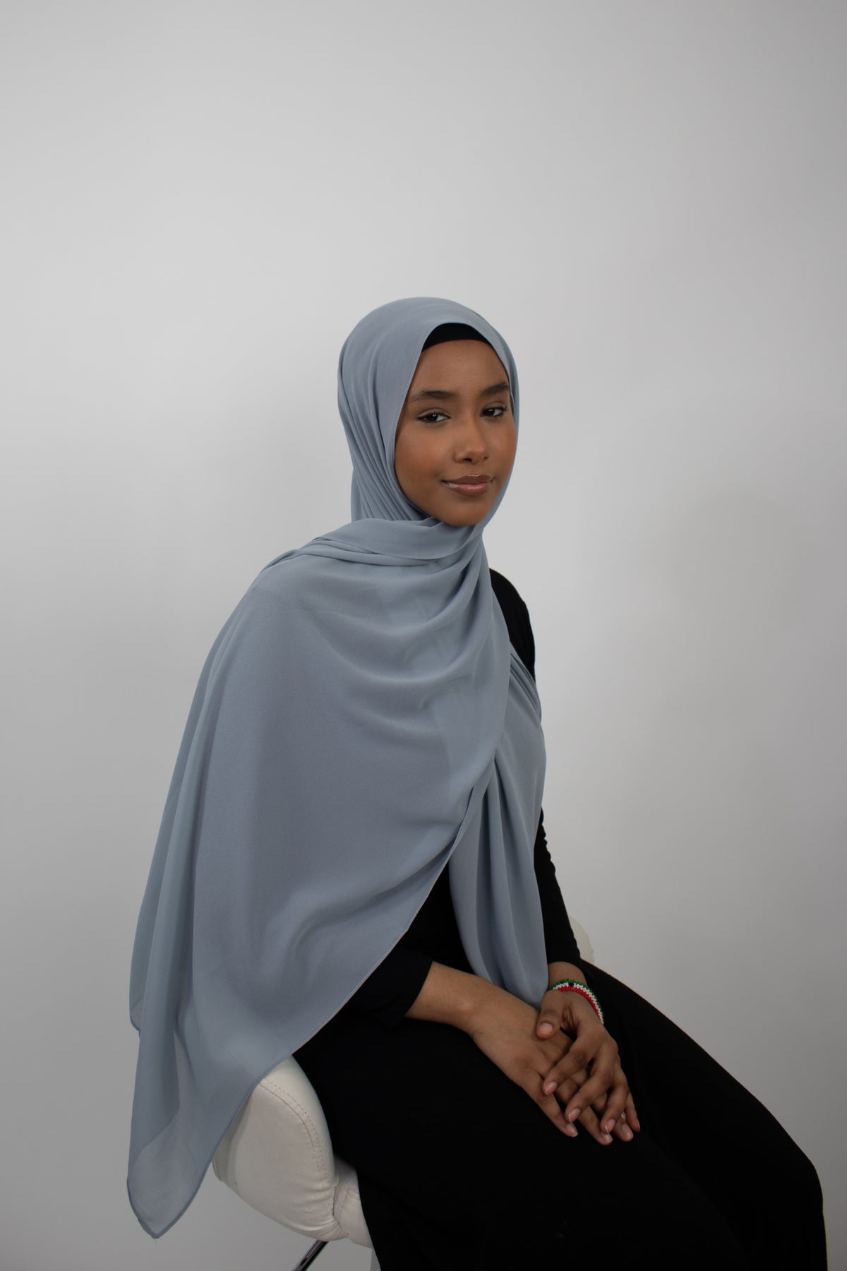 PREMIUM CHIFFON HIJAB Silver Blue